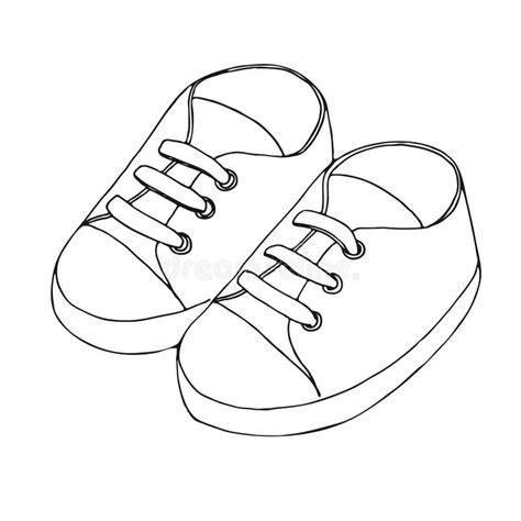 Sketch of Sneakers for a Baby. a Pair of Shoes Isolated on a White