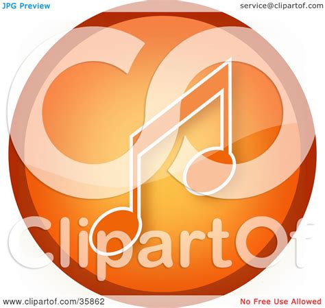 Clipart Illustration Of A Shiny Orange Music Note Icon Button By