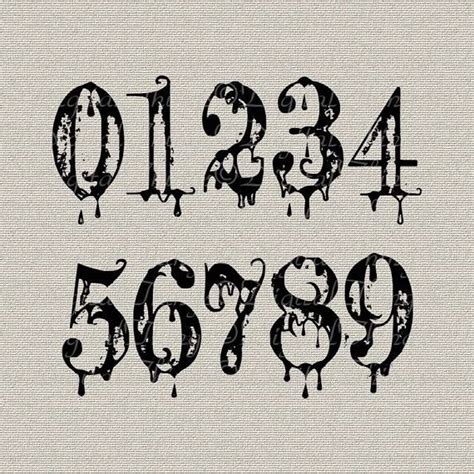 Gothic Grunge Number Art Typography Wall Decor Art Printable Digital