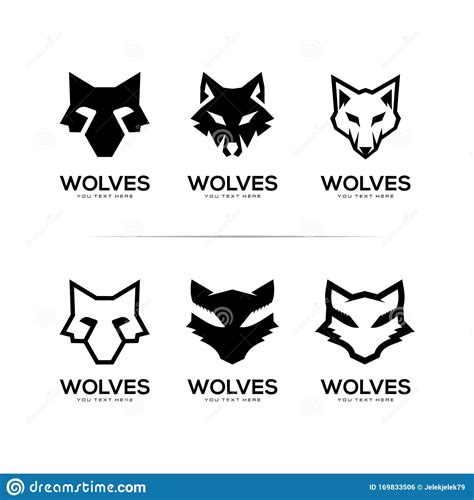 Set Of Head Wolf Logo Vector Illustration Stock Vector Illustration