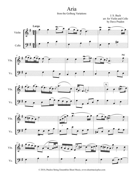 J Bach Aria From Goldberg Variations Bwv 988 Free Music Sheet