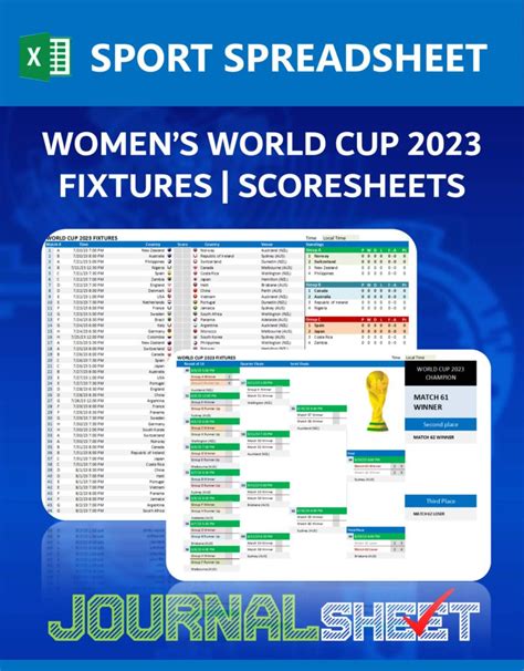 JS SS XL FIFA WOMEN S WORLD CUP FIXTURES SCORESHEET JournalSHEET