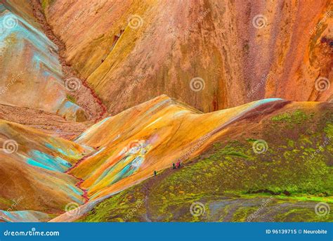 Beautiful Colorful Volcanic Mountains Landmannalaugar In Iceland Stock