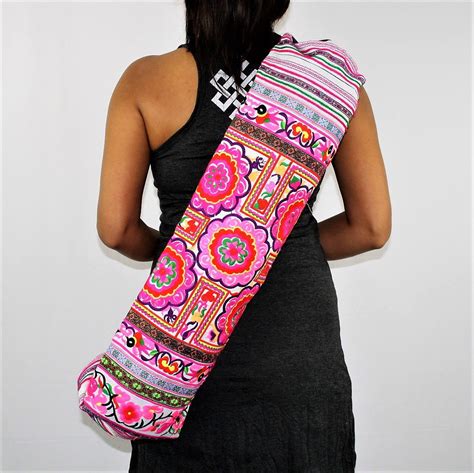 yoga-mat-bag-vibrant-colorful-embroidered,-pilates-bag,-thai-hill-tribe-fabric,-hmong-bag