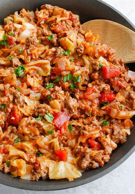 Amish One Pan Ground Beef And Cabbage Skillet Smile Sandwich Recipe