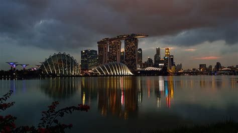 Fonds Décran Singapour Marina Bay Sands Nuit Lumières Bâtiments