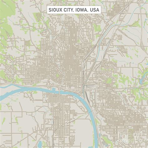 Sioux City Iowa Us City Street Map Digital Art By Frank Ramspott Pixels