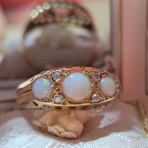 Antique Opal And Diamond Ring 18ct Gold Christie Elliot