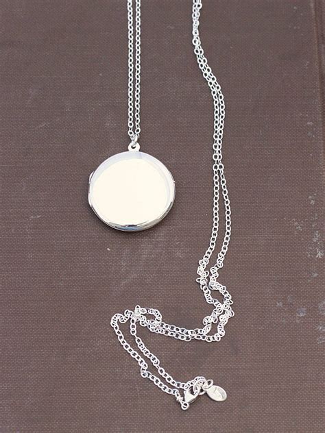 Modern Sterling Silver Locket Necklace Contemporary Large Round Plain