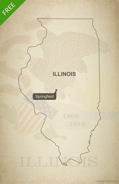 Free Vector Map Of Illinois Outline One Stop Map