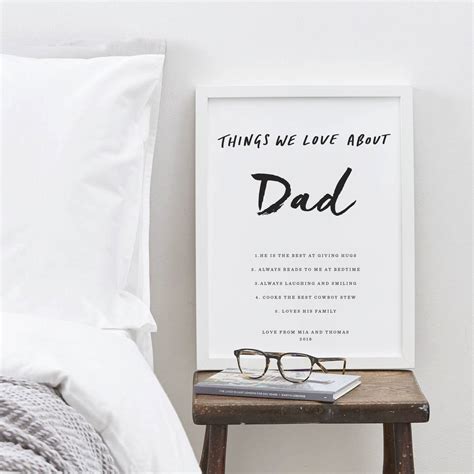 Personalised Things I Love About Dad Print By Old English Company