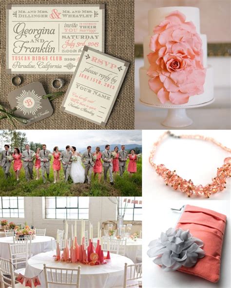 Pink Coral And Grey Wedding Colors Inspiration Board Sofia