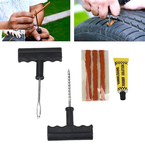Auto Tubeless Tyre Tire Puncture Repair Plug Kit Needle Patch Fix Tools Cement Useful In Tire