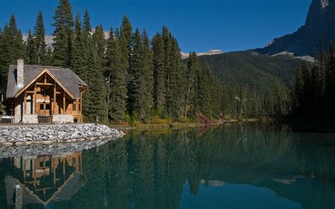 Wallpaper Landscape Mountains Lake Water Reflection House