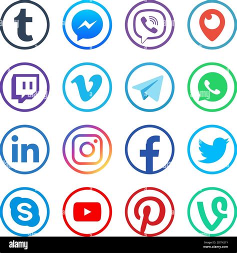 Social Media Icons Popular Media Web Social Network Vector Buttons