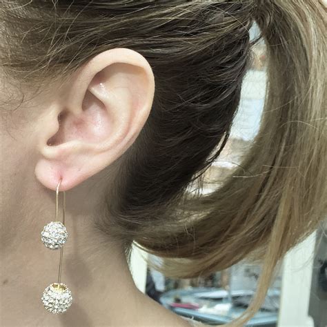 Double Sided Dangle Earrings Crystal Encrusted Jewel Candy