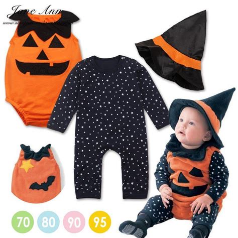Halloween Baby Costume Pumpkin Clothing Set 3pcs Stars Romperpumpkin