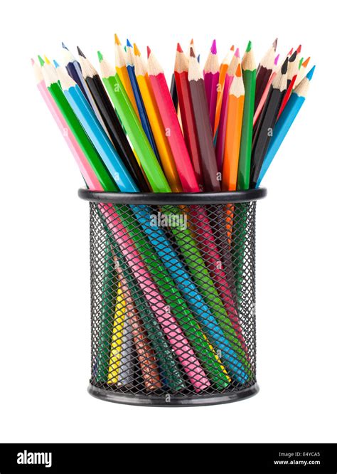 Color Pencils In Black Office Cup Stock Photo Alamy