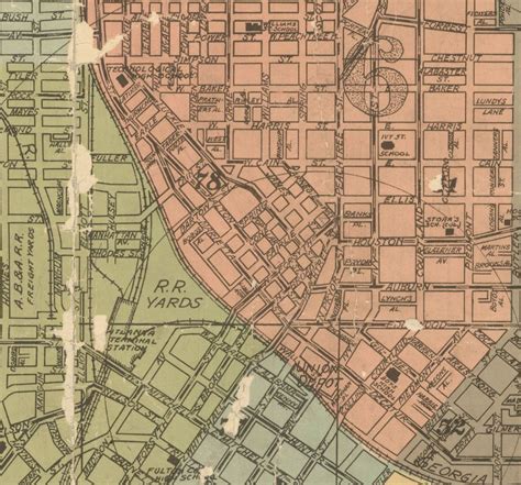 Map Of The City Of Atlanta And Suburbs 1921 Detail