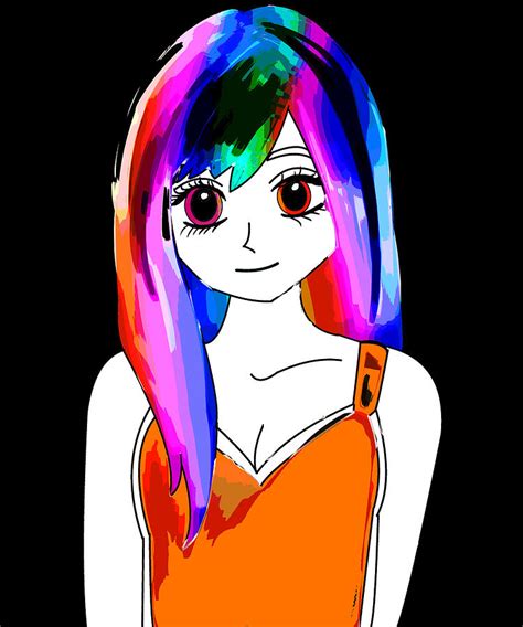 Rainbow Anime Girl 2 Digital Art By Lin Watchorn Fine Art America
