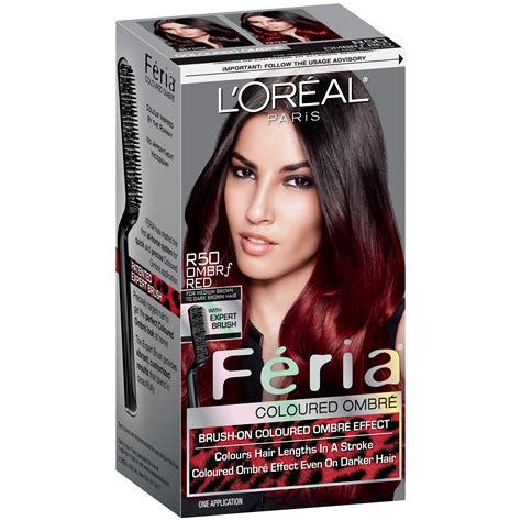 loreal paris feria coloured ombre  ombrf red  medium brown  dark brown hair color kit