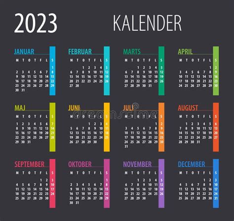 Danish Calendar 2023 With Numbers In Circles Week Starts On Sunday