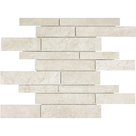 Anatolia Tile Crema Luna 12 In X 12 In Polished Natural Stone Marble Linear Mosaic Wall Tile At