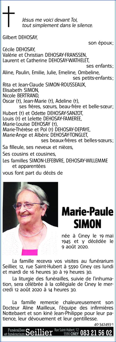 Simon is the sister of the actress susanna simon. Marie-Paule SIMON († 09/08/2020) | Inmemoriam