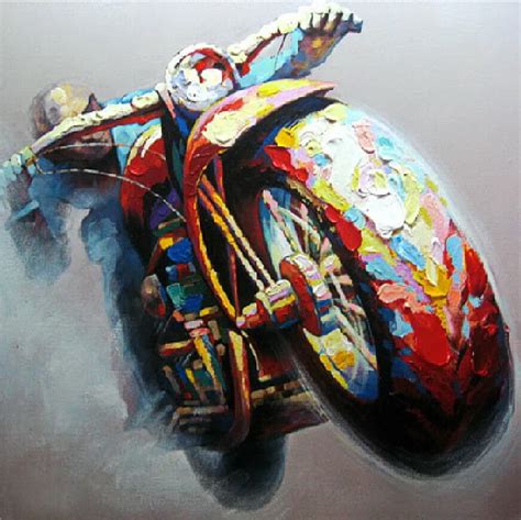 Modern Handmade Painting Motorcycle Racing On Oil Painting Canvas For