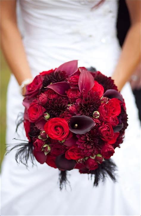 Red roses, hot pink matsumoto aster, medium pink carnations and purple monte casino blooms conspire to create an arrangement that is indeed the essence of enchanted love. Red Rose Wedding Bouquets: 20 Ravishing Reds To Choose From