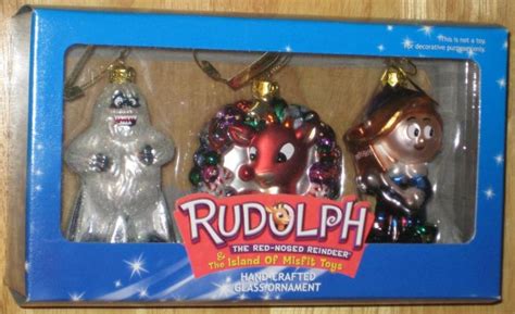 Rudolph The Red Nosed Reindeer And Island Of Misfit Toys Glass Ornament
