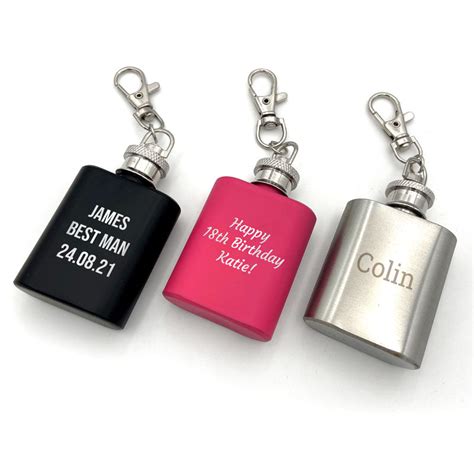Personalised Engraved Mini Metal Hip Flask 1oz Uk Next Day Delivery