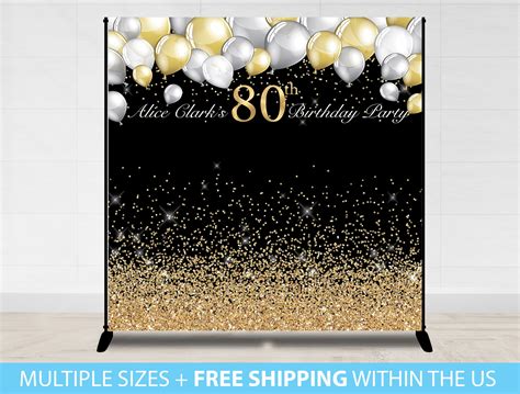 Birthday Backdrop Banner 80th Birthday Step And Repeat Etsy