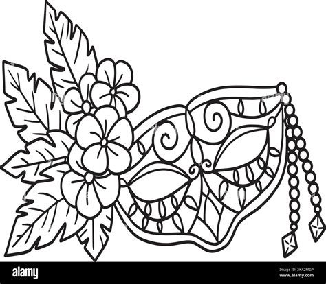 Mardi Gras Mask Isolated Coloring Page For Kids Stock Vector Image