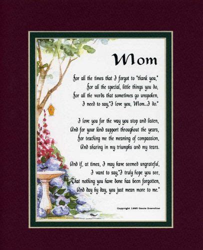 Mom A T For A Mother Touching 8x10 Poem Double Matted In