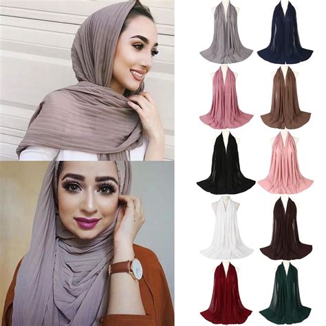 muslim chiffon long scarf women bubble crinkle hijab wrinkled scarves head shawl hijabs wrap