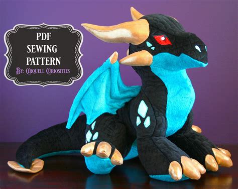 Dragon Stuffed Animal Pattern Pdf Dragon Plushie Sewing Etsy