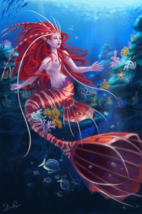 Beautiful Lionfish Mermaid Mermaid Artwork Mermaid Art Lion Fish