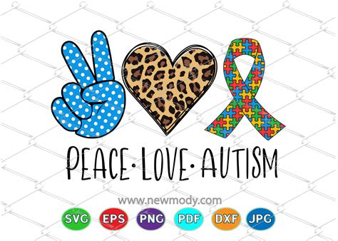Download Peace love Autism SVG - Autism Awareness Ribbon SVG By AmittaArt | TheHungryJPEG.com