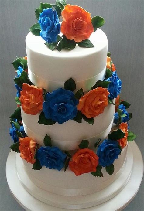 Orange And Blue Wedding Cake Decorated Cake By Kirsten Cakesdecor