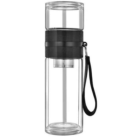 Double Deck Glass Water Bottle Tea And Water Separation Tea Bottle With Tea Infuser