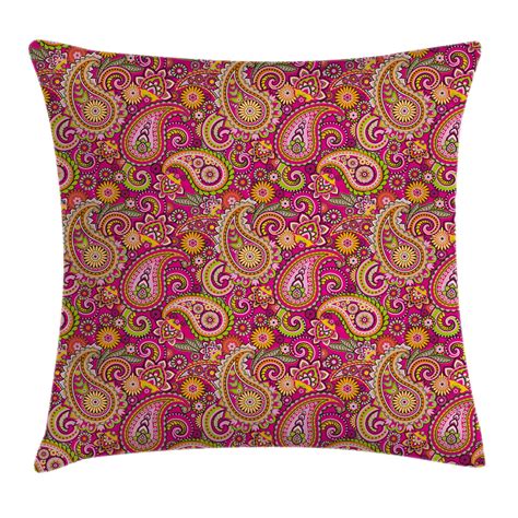 Paisley Decor Throw Pillow Cushion Cover Vivid Design With Flowers