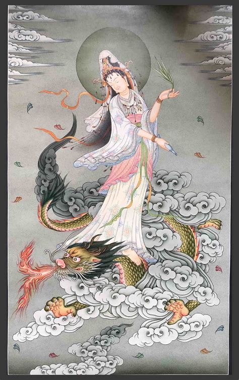 Kuan Yin Kwan Yin Quan Yin Japanese Thanka Painting Quan Yin