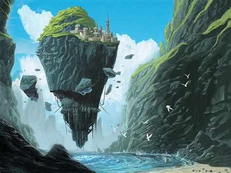 Floating Fortress Fantasy Landscape Fantasy City Fantasy Places