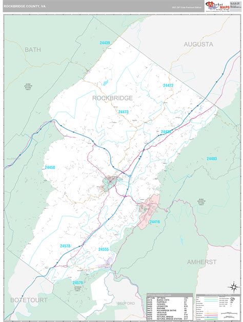 Rockbridge County, VA Wall Map Premium Style by MarketMAPS - MapSales