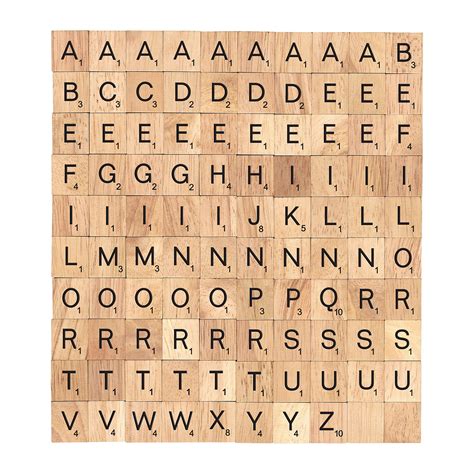Scrabble Tiles 100pc Wood Complete Set Letter Game Alphabet Piece