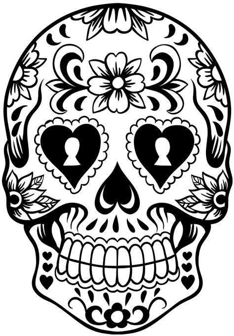 Sugar Skull Wreath Skull Coloring Pages Skull Template Skull