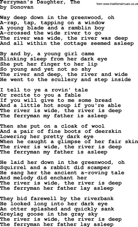 Donovan Leitch Song Ferrymans Daughter The Lyrics