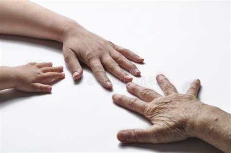 Old Grandmotherand X27s Hand And A Young Childand X27s Hand Isolated On