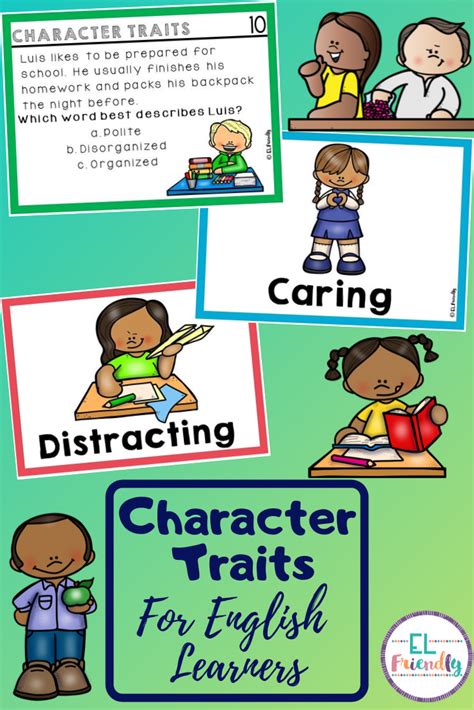 Character Traits For Ell Esl Task Cards Vocabulary Sorts Printable And